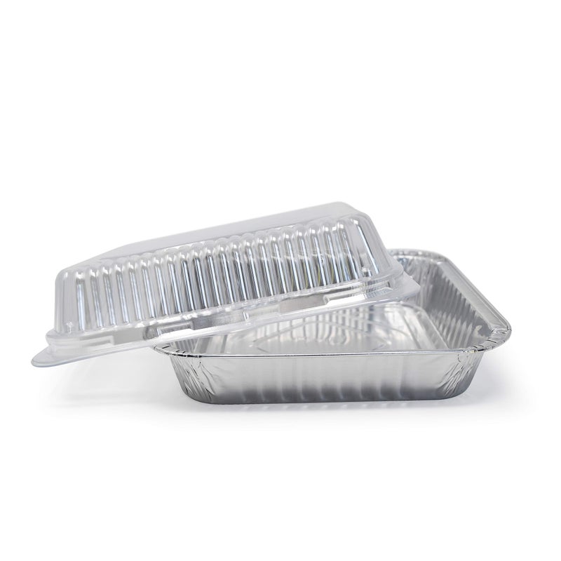 Fig & Leaf (35 Pack) 8â€ x 8â€ Square Baking Cake Pans with Plastic Dome Lids | Heavy Duty l Disposable Aluminum Foil Tins l Portable Food Containers l Perfect for Roasting Oven Toaster Cooking - Image 2